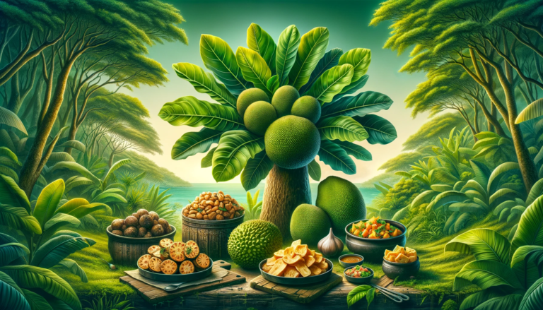 DALL·E 2024-01-27 13.55.40 - A 16_9 image representing the article 'Breadfruit_ The Remarkable Plant with Endless Gifts'